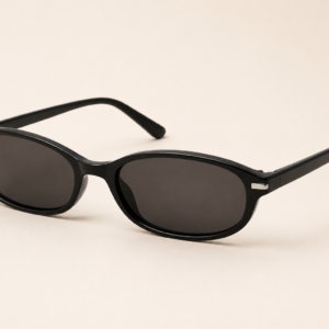 Black Slim Oval Sunglasses